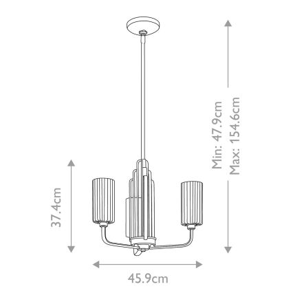 Quintiesse - Lustre sur tige KIMROSE 3xE14/40W/230V Ø 45,9 cm doré