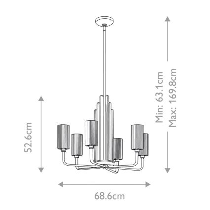 Quintiesse - Lampadario a stelo KIMROSE 6xE14/40W/230V Ø 68,6 cm oro