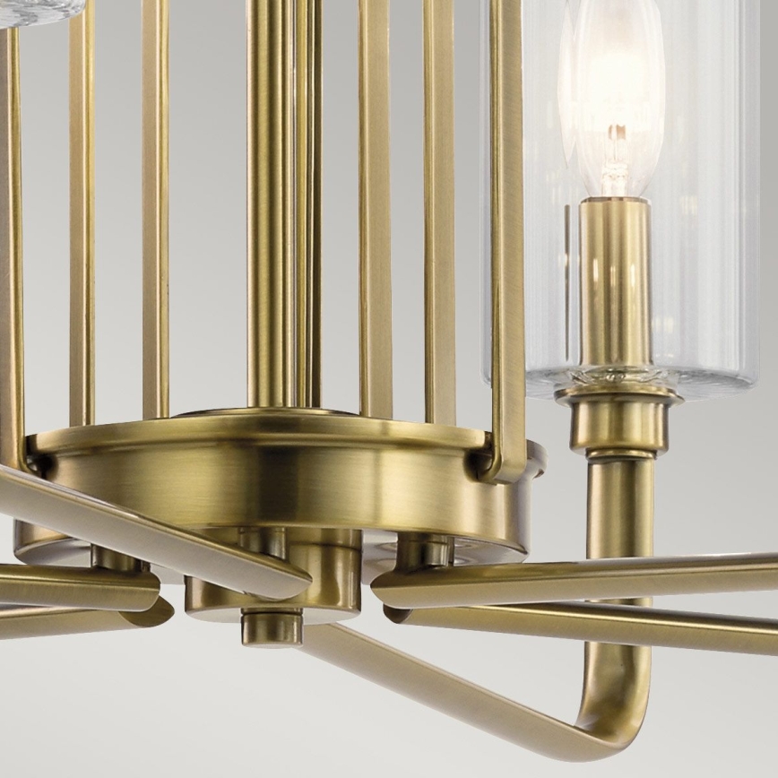 Quintiesse - Kronleuchter an Stange KIMROSE, 6×E14, max. 40 W, 230 V, Ø 68,6 cm, gold