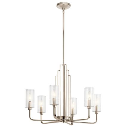 Quintiesse - Deckenleuchte mit Stange KIMROSE 6xE14/40W/230V Ø 68,6 cm glänzender Chrom