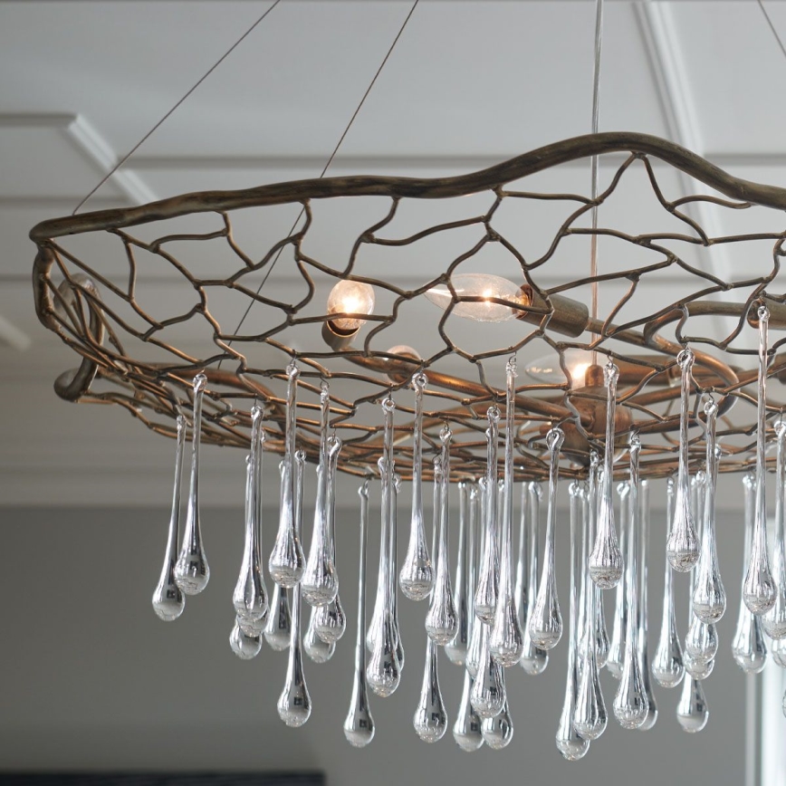 Quintiesse - Lampadario a cavo LAGUNA 6xE14/40W/230V diam. 91,4 cm dorato