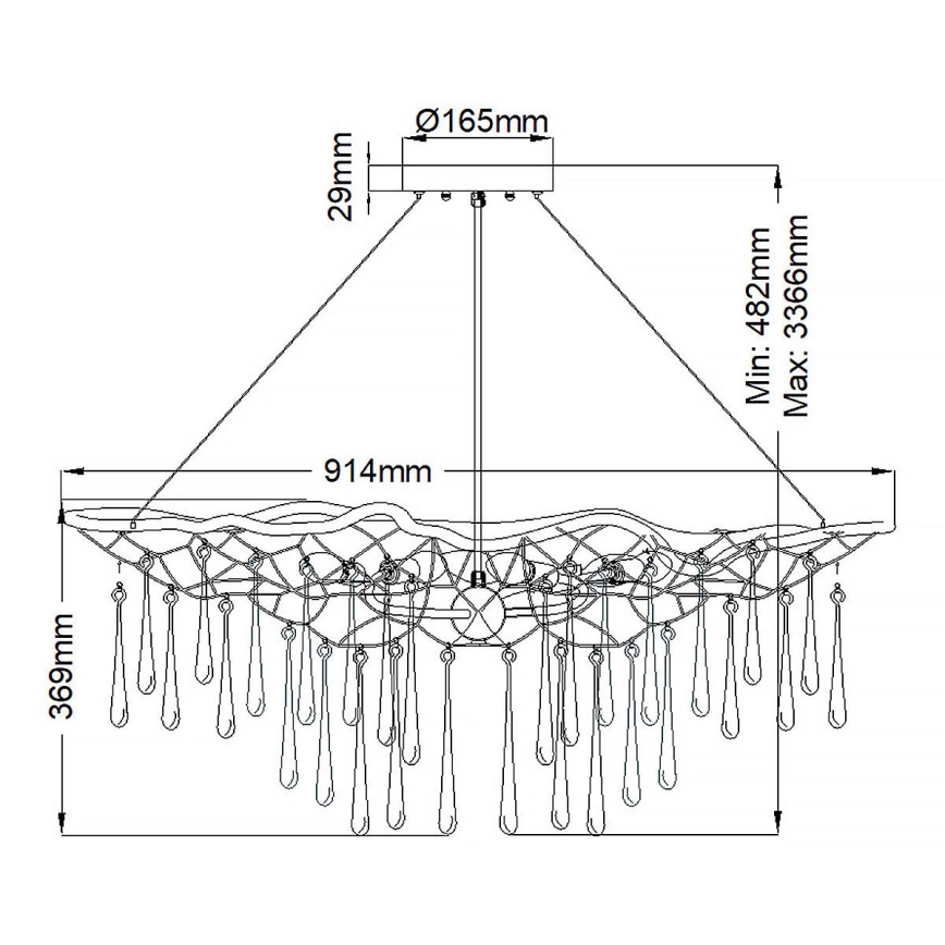 Quintiesse - Lampadario a cavo LAGUNA 6xE14/40W/230V diam. 91,4 cm dorato