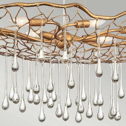 Quintiesse - Lampadario a sospensione con cavo LAGUNA 8xE14/40W/230V diam. 106,7 cm oro