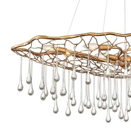 Quintiesse - Lampadario a sospensione con cavo LAGUNA 8xE14/40W/230V diam. 106,7 cm oro