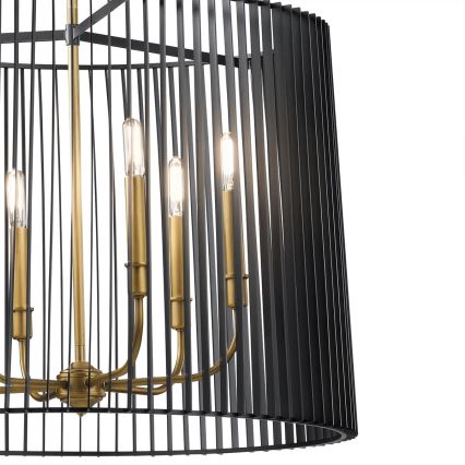 Quintiesse - Pendelleuchte mit Stange LINARA 6xE14/60W/230V Ø 66 cm schwarz/gold