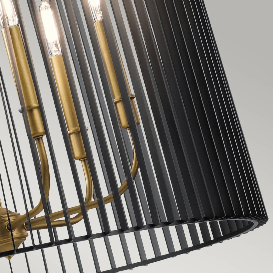 Quintiesse - Pendelleuchte mit Stange LINARA 6xE14/60W/230V Ø 66 cm schwarz/gold