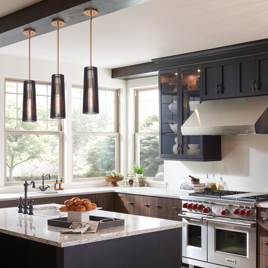 Quintiesse - Lustre sur tige LINARA 1xE27/60W/230V Ø 15,2 cm noir/doré