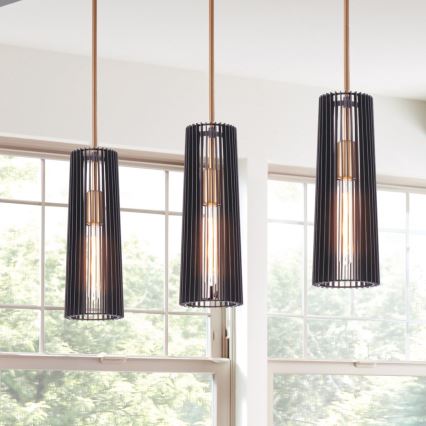 Quintiesse - Pendelleuchte mit Stange LINARA 1xE27/60W/230V Ø 15,2 cm schwarz/gold