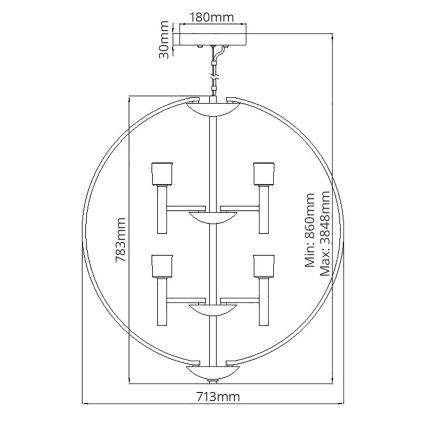 Quintiesse - Lampadario LED a sospensione MONDO 8xG9/3W/230V Ø 71,3 cm cromo lucido