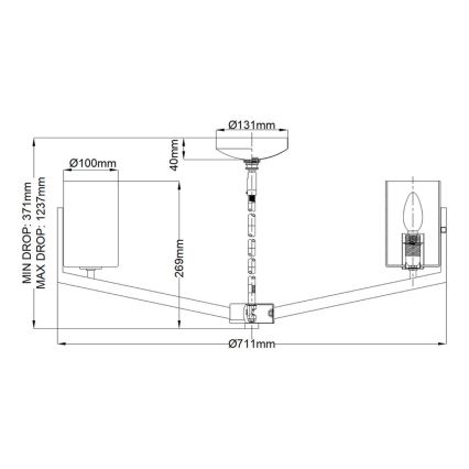 Quintiesse - Lampadario con asta NYE 6xE14/40W/230V diam. 71,1 cm dorato
