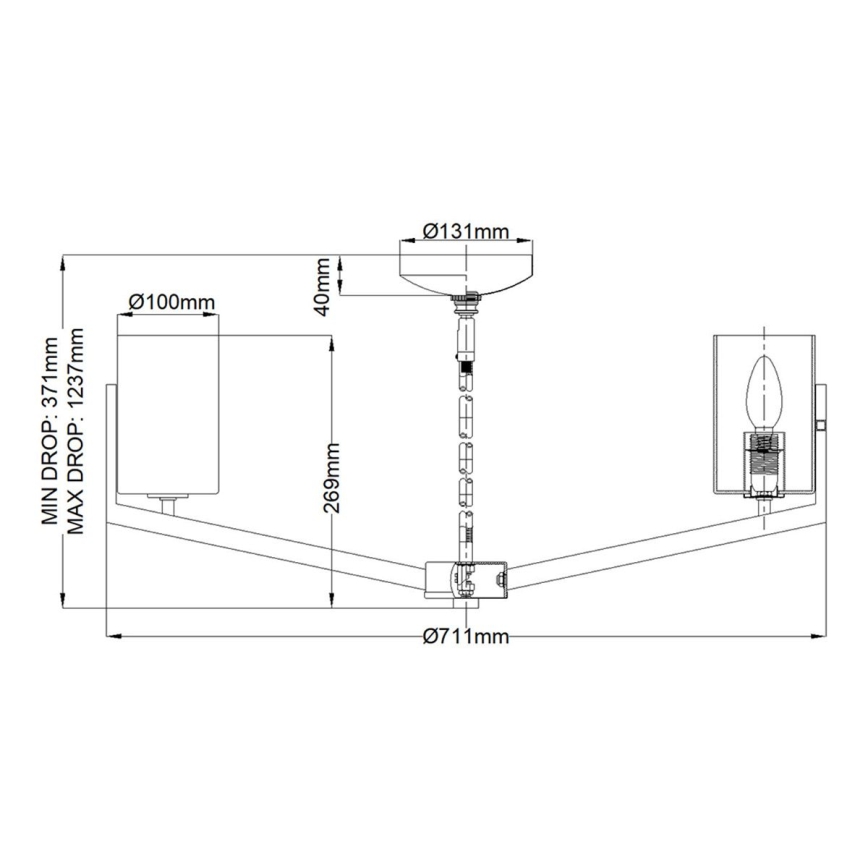 Quintiesse - Lampadario con asta NYE 6xE14/40W/230V diam. 71,1 cm dorato