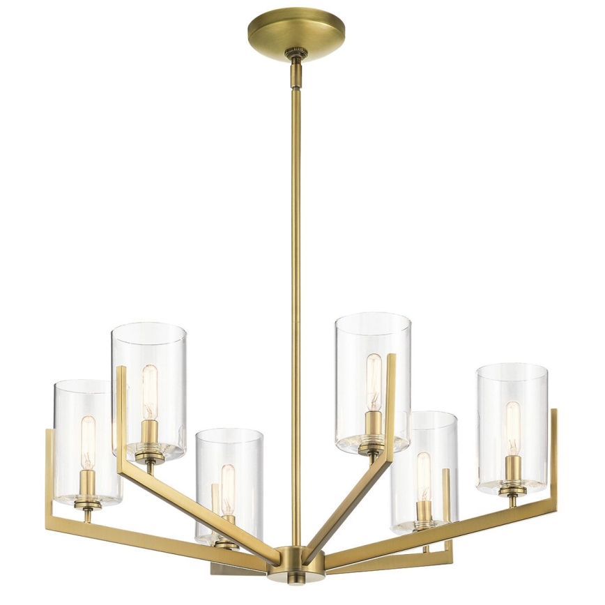 Quintiesse - Suspension sur tige NYE 6xE14/40W/230V Ø 71,1 cm dorée