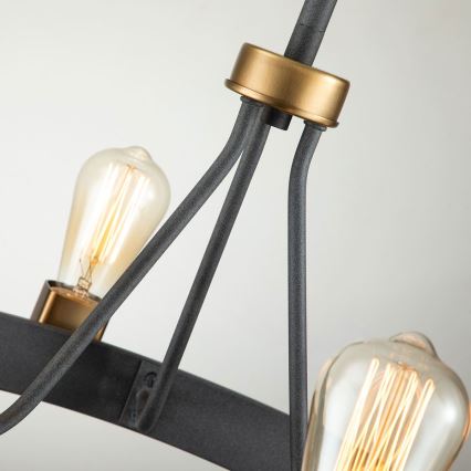 Quintiesse - Pendelleuchte mit Stange SILAS 4xE27/60W/230V Ø 54,9 cm schwarz/gold