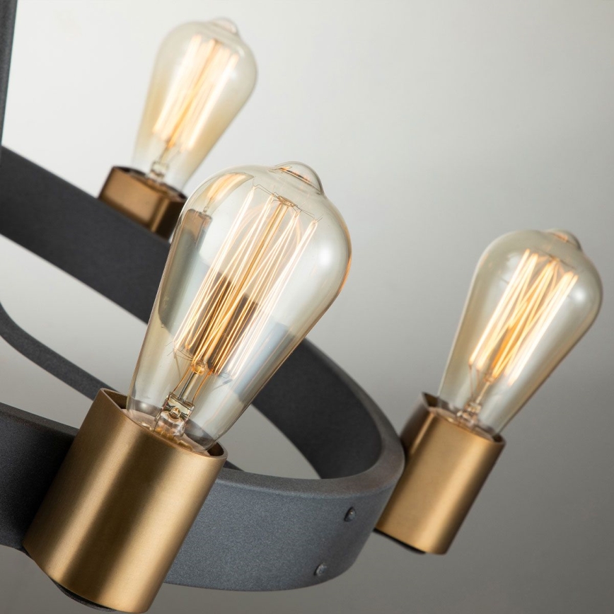 Quintiesse - Lampadario a stelo SILAS 6xE27/60W/230V Ø 72,3 cm nero/oro