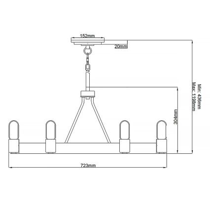 Quintiesse - Lampadario a stelo SILAS 6xE27/60W/230V Ø 72,3 cm nero/oro