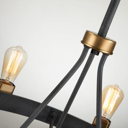 Quintiesse - Lustre sur tige SILAS 8xE27/60W/230V Ø 82,9 cm noir/doré
