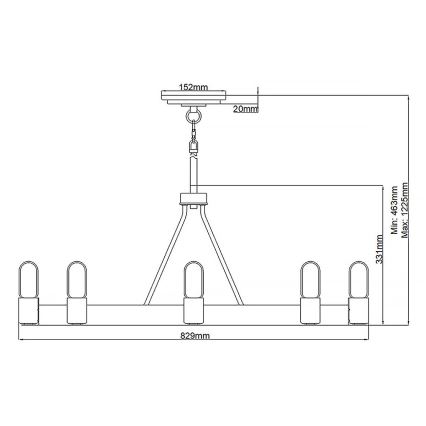Quintiesse - Lustre sur tige SILAS 8xE27/60W/230V Ø 82,9 cm noir/doré