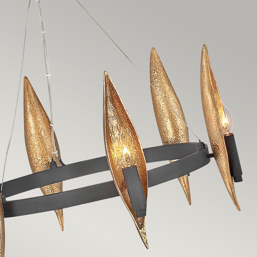 Quintiesse - Suspension sur câble WILLOW 6xE14/40W/230V diam. 61 cm doré/noir