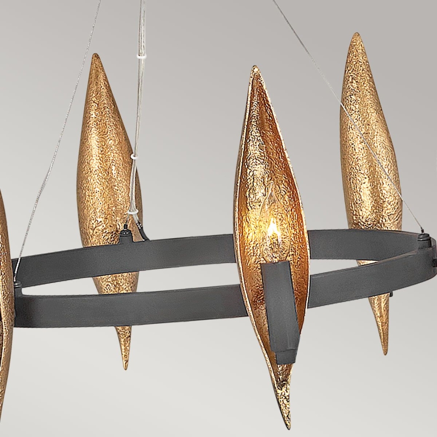 Quintiesse - Suspension sur câble WILLOW 6xE14/40W/230V diam. 61 cm doré/noir
