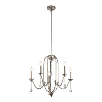 Quintiesse - Suspension sur tige KARLEE 5xE14/60W/230V Ø 61 cm chrome mat