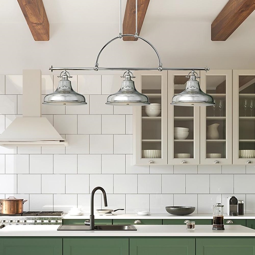 Quoizel - Lampadario a sospensione con catena EMERY 3xE27/100W/230V cromo lucido