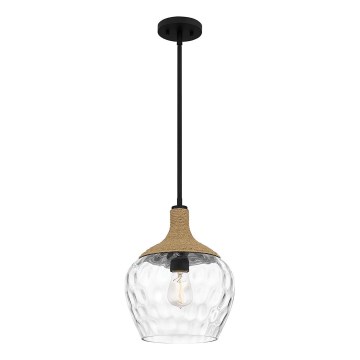Quoizel - Lampadario a sospensione con supporto rigido ROYER 1xE27/60W/230V diametro 30,2 cm limpido/nero/beige