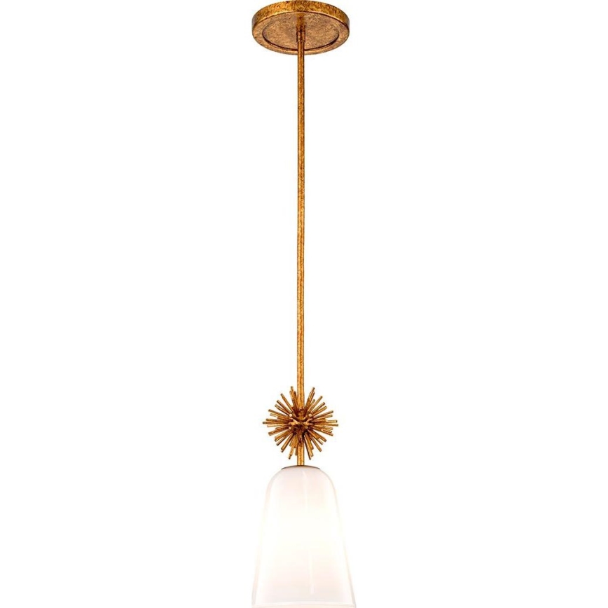 Quoizel - Lampadario a sospensione con supporto rigido STARING 1xE27/40W/230V diametro 18,4 cm oro/patina/bianco