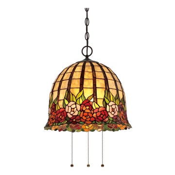 Quoizel - Lampadario Tiffany ROSECLIFFE a sospensione con catena 3xE27/100W/230V