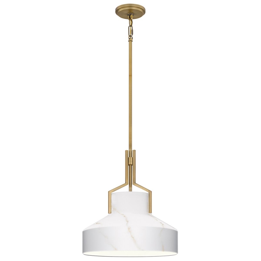 Quoizel - Pendelleuchte mit Stange BRECKEN 2xE27/60W/230V goldfarben/Marmor-Dekor
