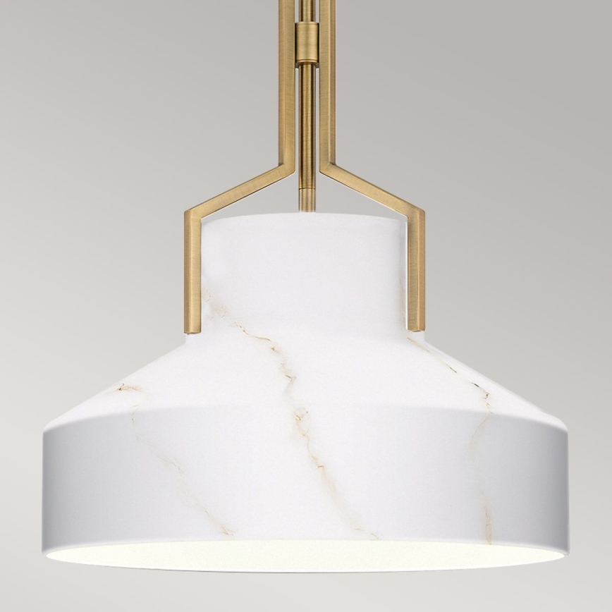 Quoizel - Pendelleuchte mit Stange BRECKEN 2xE27/60W/230V goldfarben/Marmor-Dekor