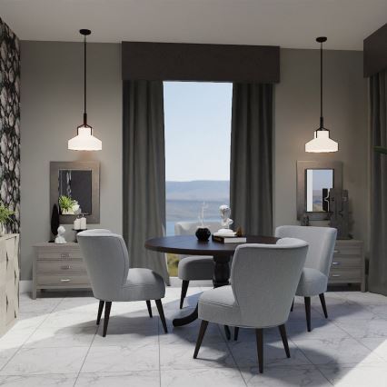 Quoizel - Lampadario a stelo BRECKEN 2xE27/60W/230V nero/effetto marmo