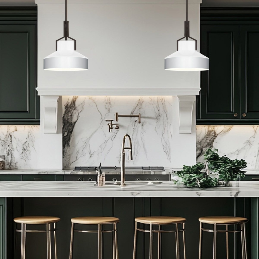 Quoizel - Pendelleuchte BRECKEN an Stange 2xE27/60W/230V schwarz/weiß