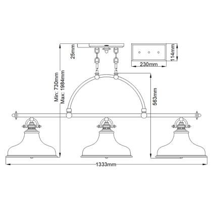 Quoizel - Suspension chaîne EMERY 3xE27/100W/230V chrome brillant