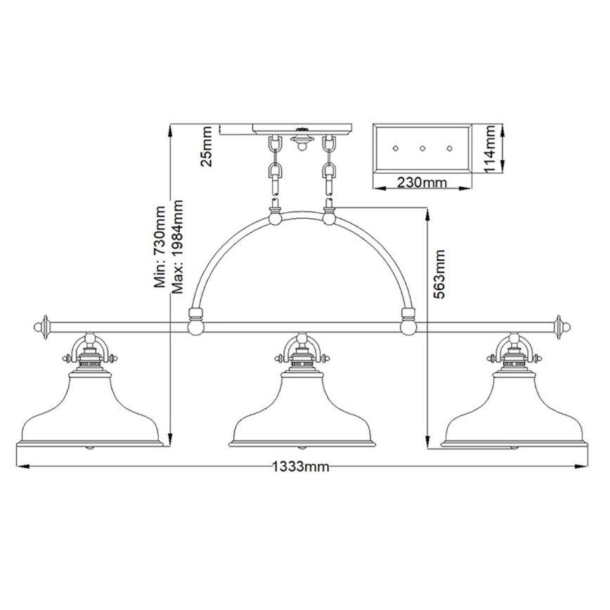 Quoizel - Suspension chaîne EMERY 3xE27/100W/230V chrome brillant