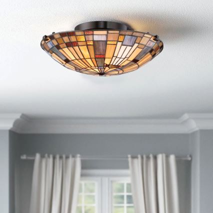 Quoizel - Plafoniera INGLENOOK 2xE27/60W/230V diametro 40,7 cm