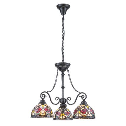Quoizel - Kronleuchter an Kette Tiffany LARISSA 3xE27/60W/230V Ø 63,6 cm