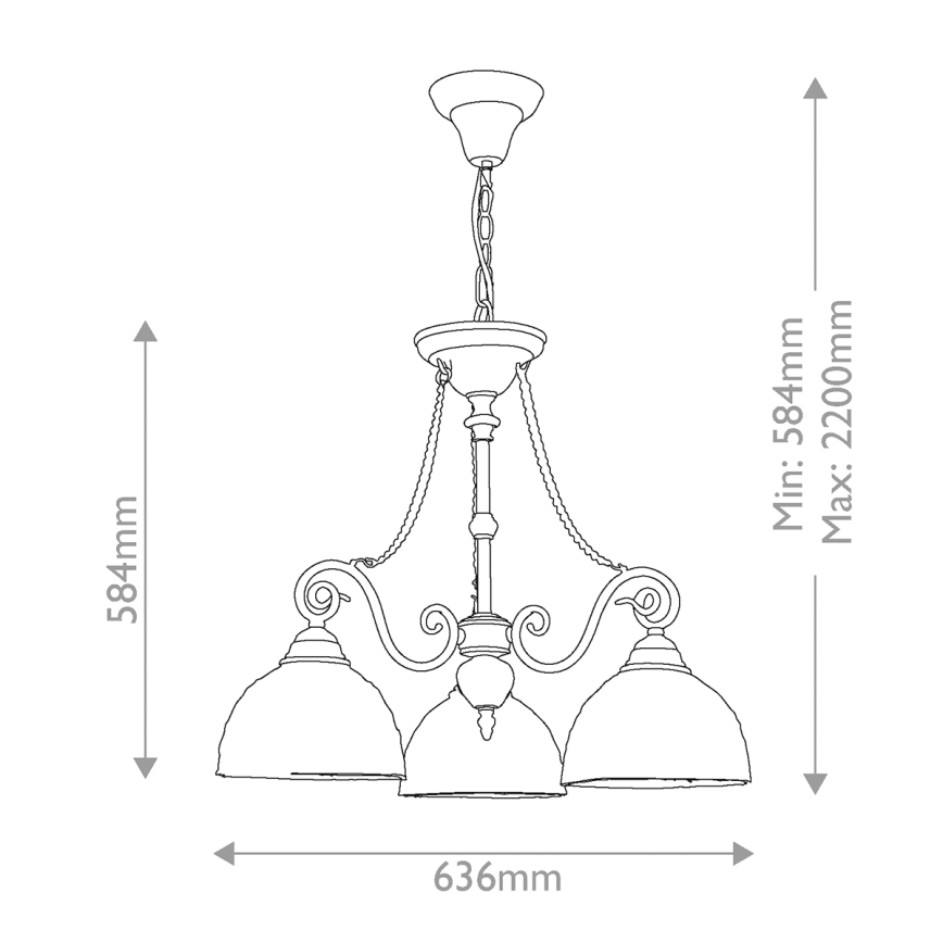 Quoizel - Kronleuchter an Kette Tiffany LARISSA 3xE27/60W/230V Ø 63,6 cm