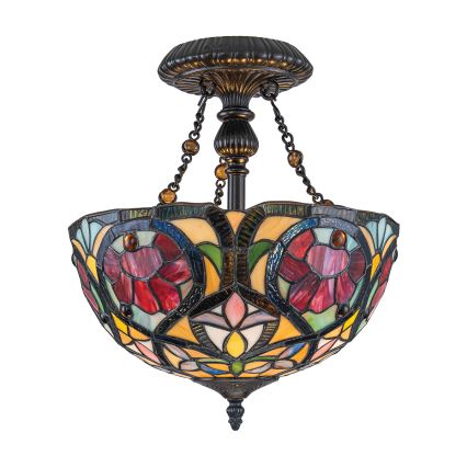 Quoizel - Aufgesetzte Tiffany-Deckenleuchte LARISSA 2xE27/60W/230V Ø 35 cm