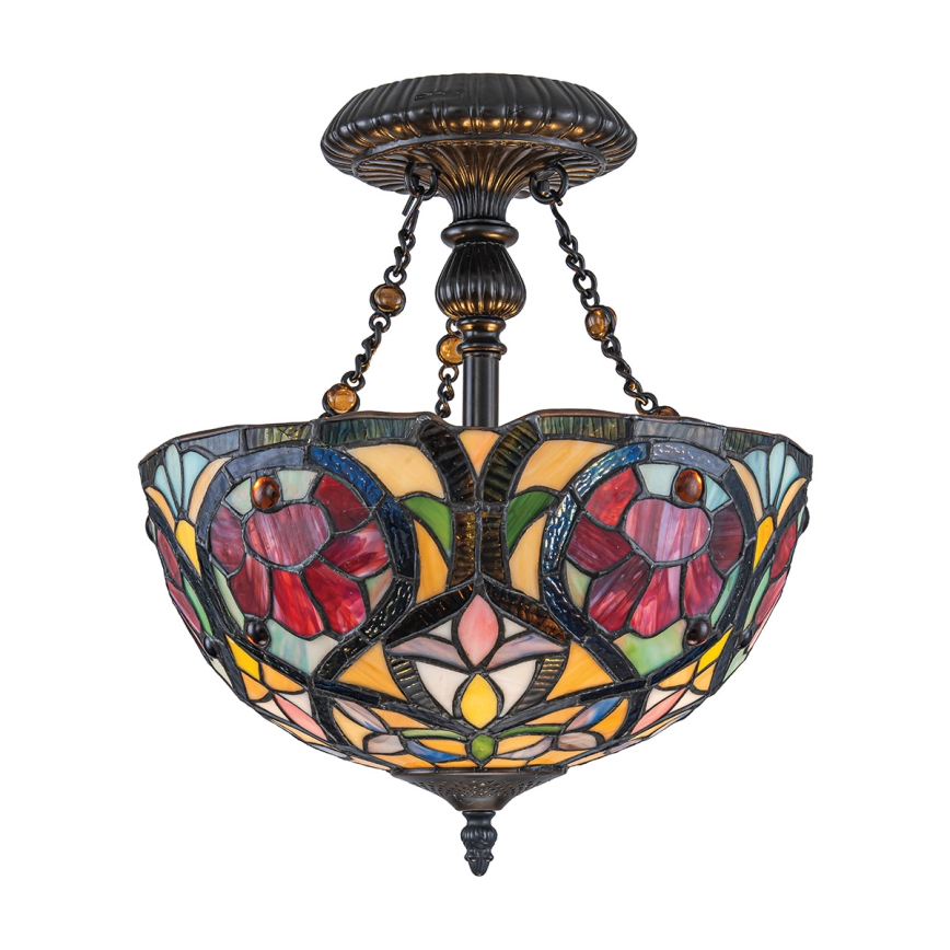 Quoizel - Aufgesetzte Tiffany-Deckenleuchte LARISSA 2xE27/60W/230V Ø 35 cm