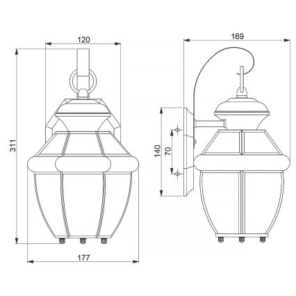 Quoizel - Applique da esterno NEWBURY 1xE27/60W/230V IP44 rame