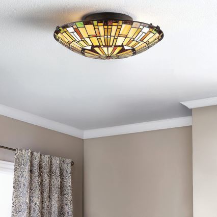 Quoizel - Plafonnier Tiffany REED 2xE27/60W/230V Ø 42 cm