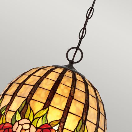 Quoizel - Tiffany-Kronleuchter ROSECLIFFE, Hängeleuchte mit Kette, 3xE27/100W/230V