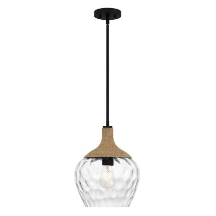 Quoizel - Lampadario a sospensione con supporto rigido ROYER 1xE27/60W/230V diametro 30,2 cm limpido/nero/beige