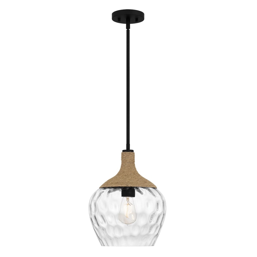 Quoizel - Lampadario a sospensione con supporto rigido ROYER 1xE27/60W/230V diametro 30,2 cm limpido/nero/beige