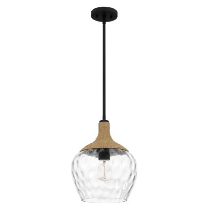 Quoizel - Lampadario a sospensione con supporto rigido ROYER 1xE27/60W/230V diametro 30,2 cm limpido/nero/beige