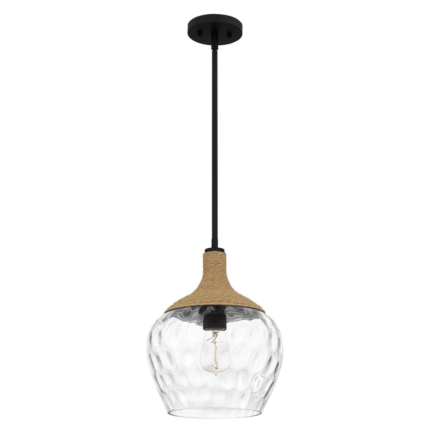 Quoizel - Lampadario a sospensione con supporto rigido ROYER 1xE27/60W/230V diametro 30,2 cm limpido/nero/beige