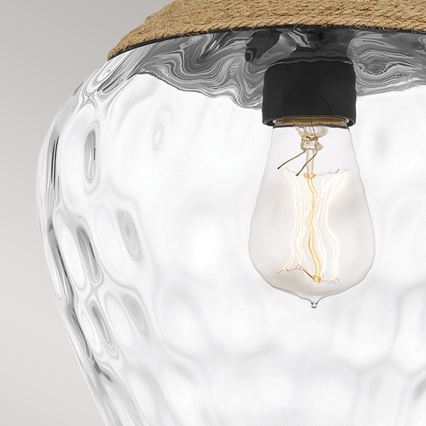 Quoizel - Lampadario a sospensione con supporto rigido ROYER 1xE27/60W/230V diametro 30,2 cm limpido/nero/beige