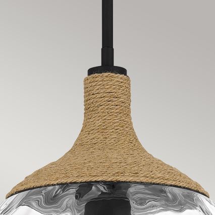 Quoizel - Lampadario a sospensione con supporto rigido ROYER 1xE27/60W/230V diametro 30,2 cm limpido/nero/beige