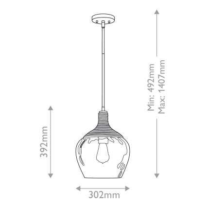 Quoizel - Lampadario a sospensione con supporto rigido ROYER 1xE27/60W/230V diametro 30,2 cm limpido/nero/beige