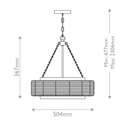 Quoizel - Lustre sur chaîne WAYLON 4xE27/60W/230V Ø 50,4 cm brun/blanc